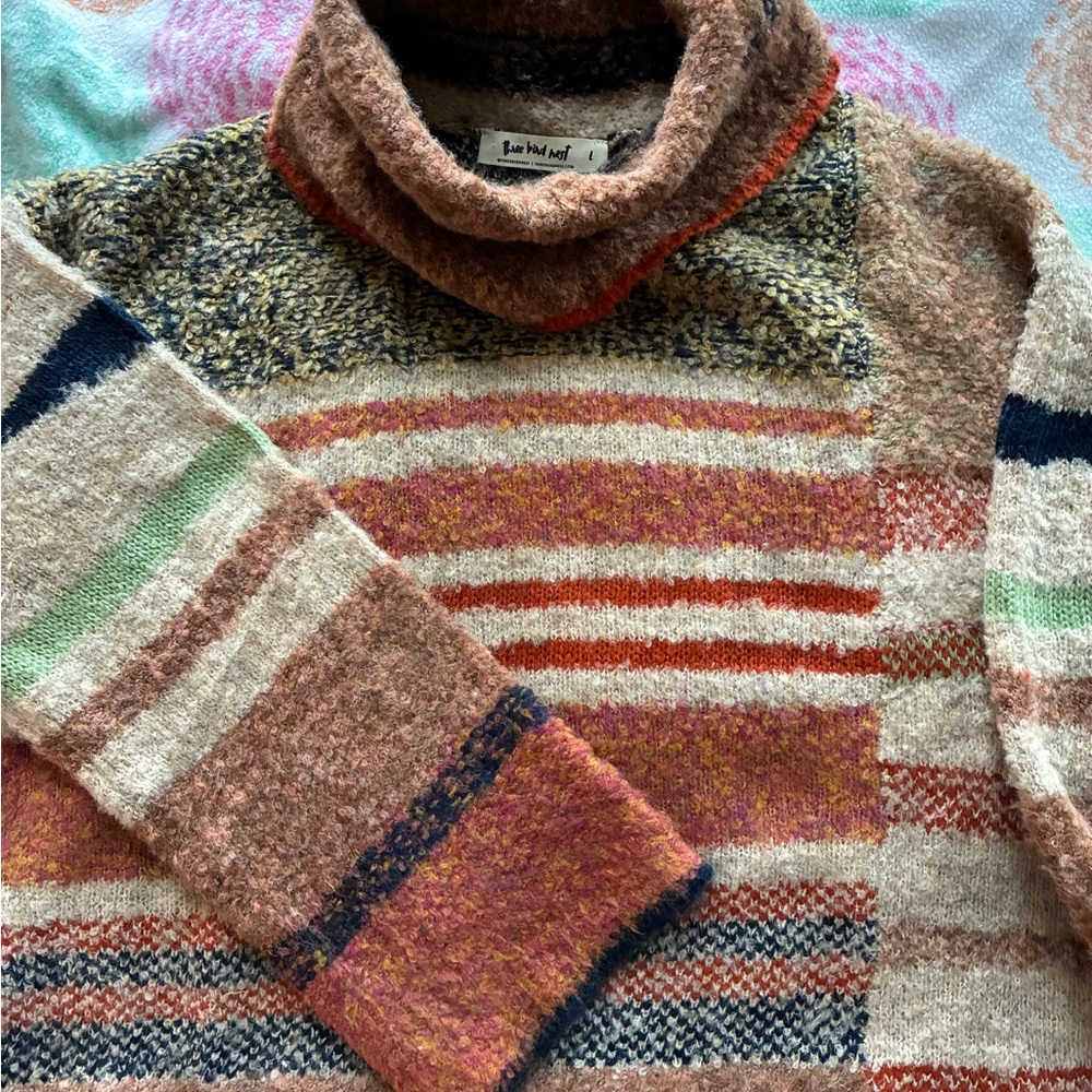 Three Bird Nest Multicolor Knit Turtleneck